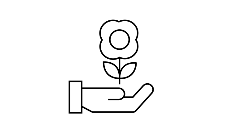Illustration of hand holding a flower