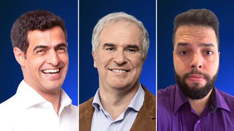 From left, Rafael Siqueira, a McKinsey partner, Heitor Martins, a McKinsey senior partner, and Matheus Sena, a McKinsey software engineer
