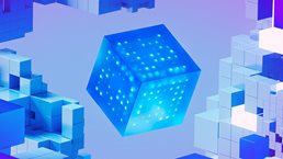 Digital generated image of futuristic cubes connecting. Cloud technology concept.