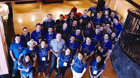 Coffee break for a few Hispanic and Latino Network Conference attendees during the annual Service Day.